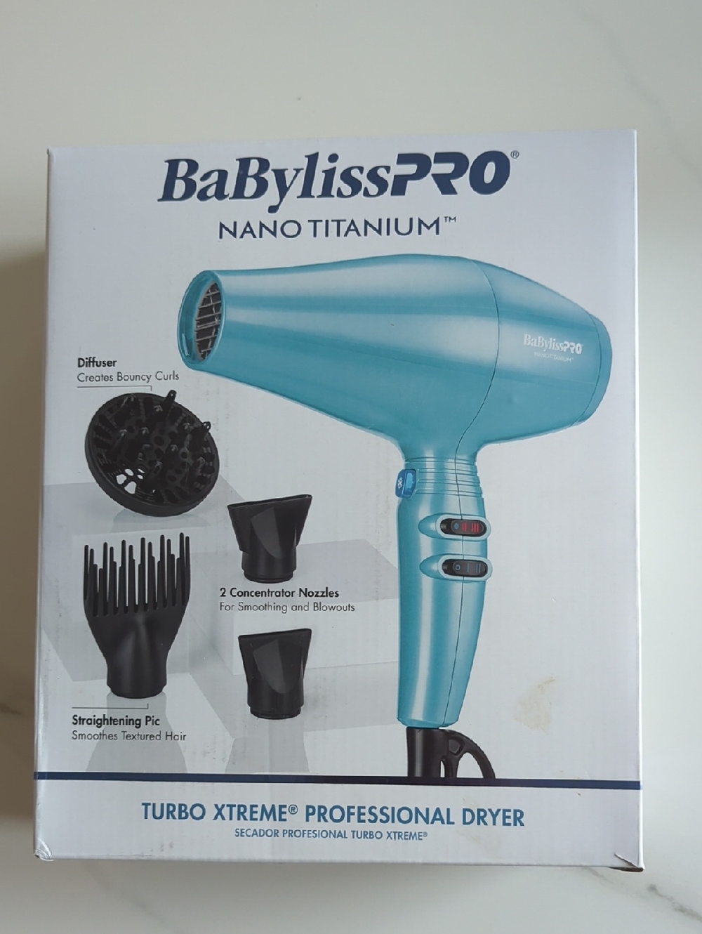 NWT BaBylissPRO Nano Titanium Turbo Xtreme Professional Hair Dryer -BNT9500UC